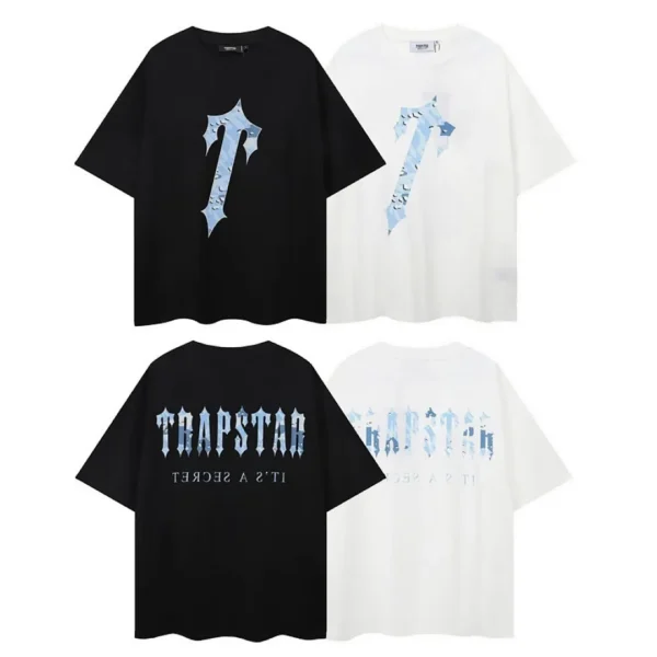 TRAPSTAR Tagline Logo Blue T-Shirt White Black