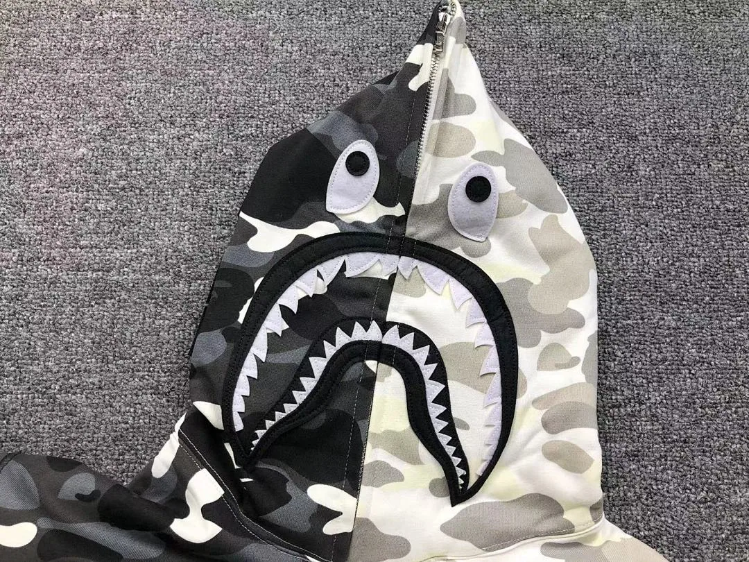 BAPE Black Shark Full Zip Split Camo Hoodie product photo 5