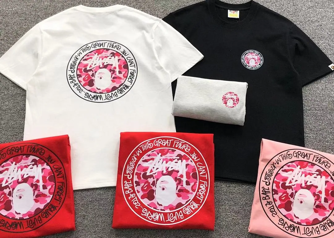 BAPE White Stussy Red Logo Bundle T-Shirt product photo 6