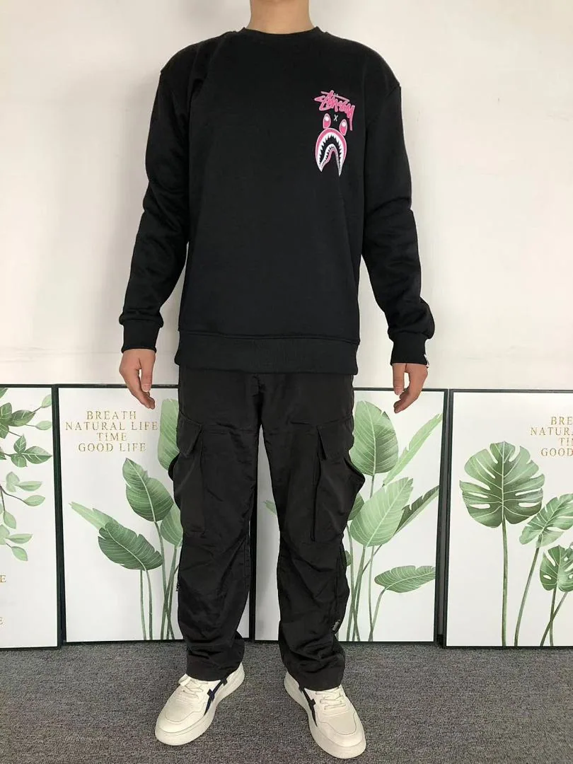 BAPE White Stussy Shark Faces Pink Hoodie product photo 3