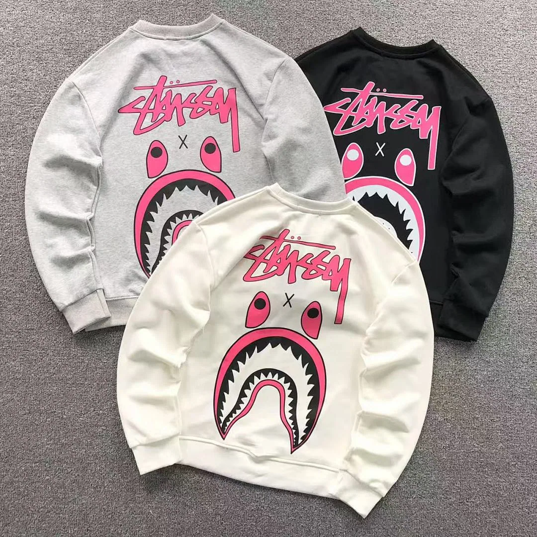 BAPE White Stussy Shark Faces Pink Hoodie product photo 1