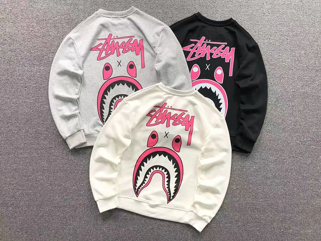 BAPE White Stussy Shark Faces Pink Hoodie product photo 5