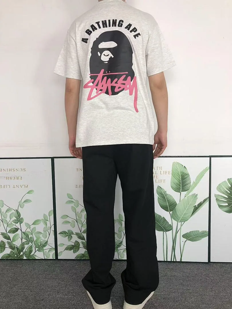 BAPE White Bathing Ape Stussy Back T-Shirt product photo 4