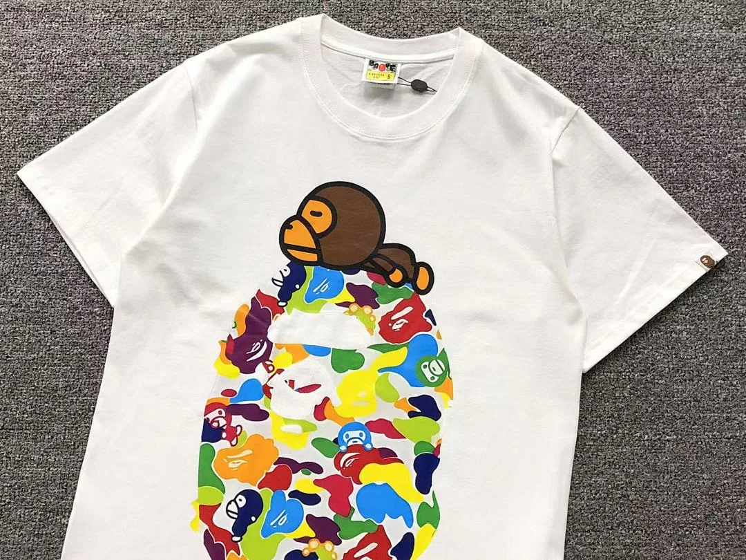 BAPE White Milo Pattern Colorful T-Shirt Style 2 product photo 8