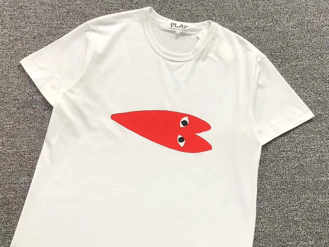 CDG White Heart Eyes Print T-Shirt product photo 8
